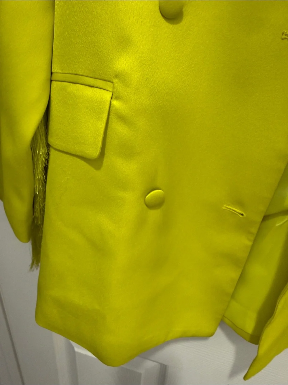 7 For All Mankind Neon Yellow Double-Breasted Blazer